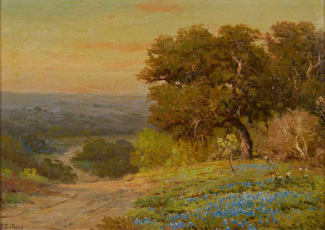 Porfirio Salinas O/B Texas Landscape Painting, Bluebonnets (1 of 15)