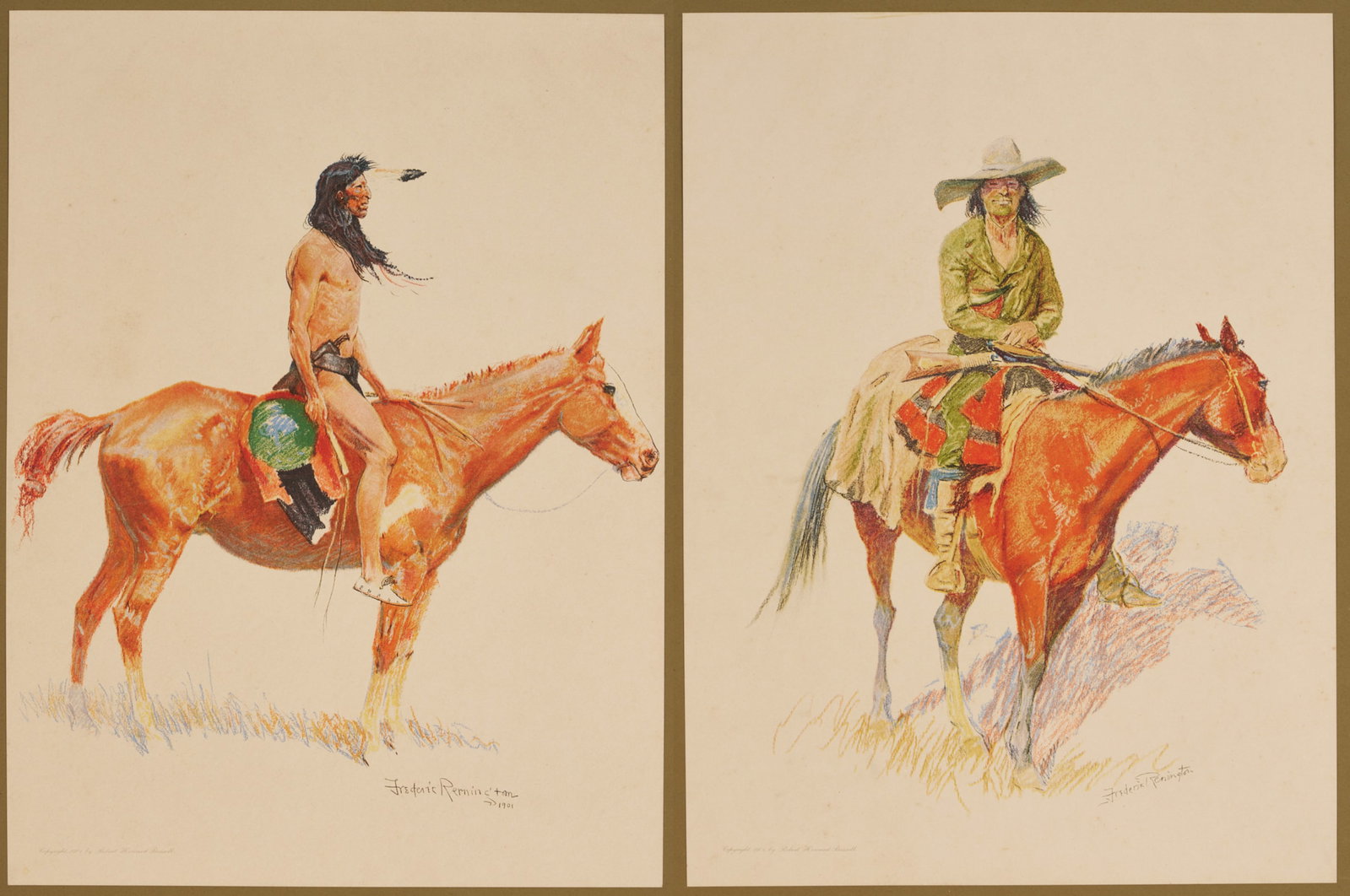 2 Frederic Remington Lithographs from A Bunch of Buckskins, 1901 (1 of 20)