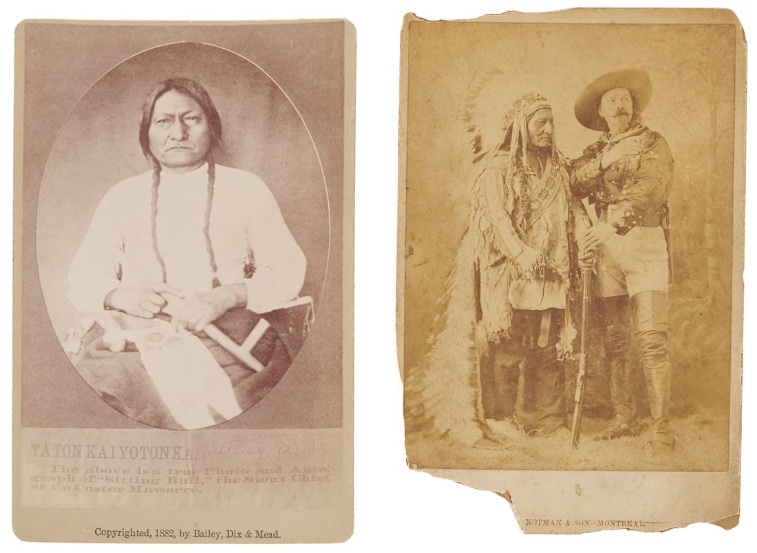 2 19th C. American Indian/Sitting Bull Cabinet Cards Incl. Bailey, Dix & Mead & Buffalo Bill (1 of 14)