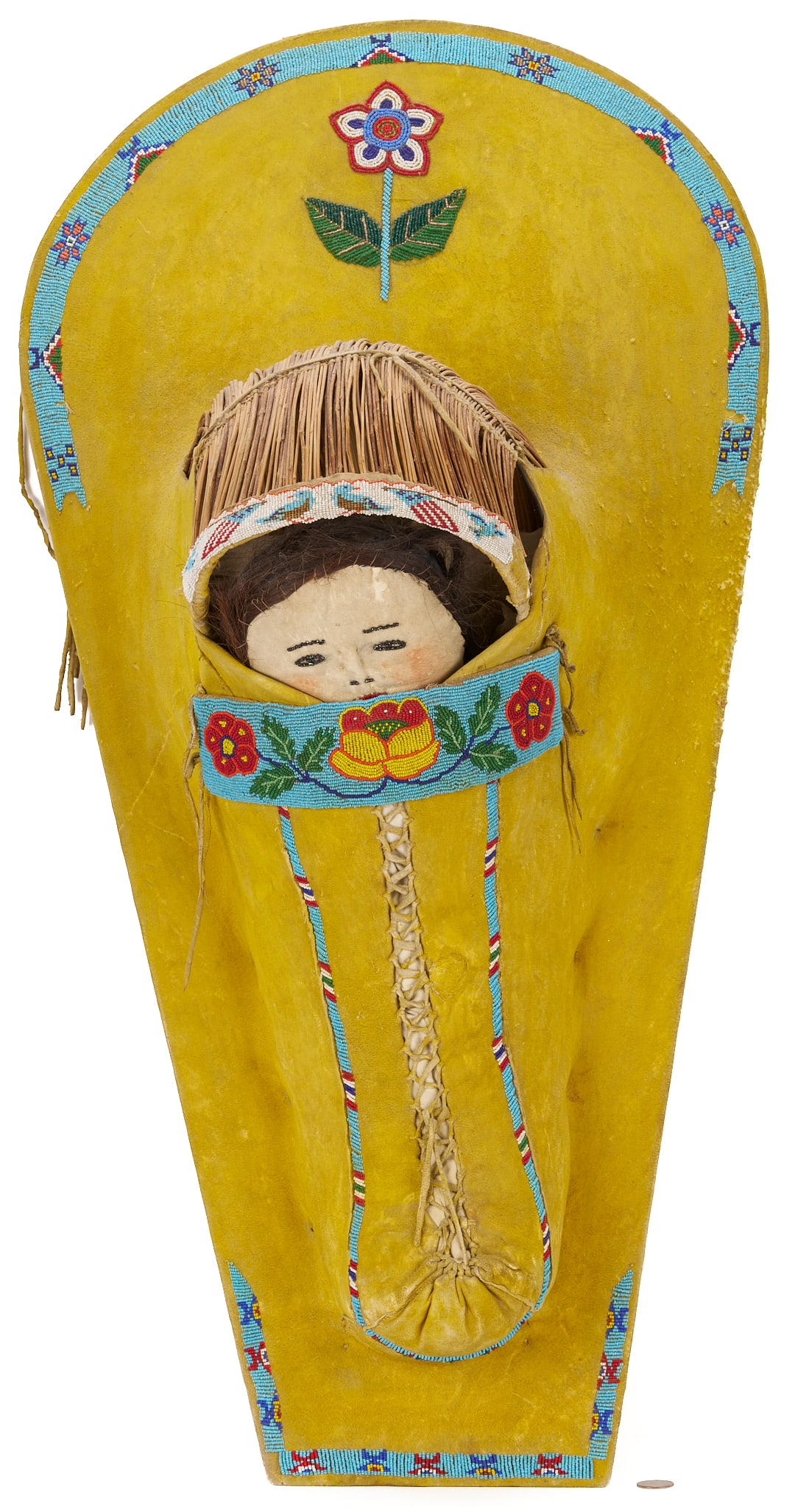 Large Ute Beaded Hide Doll Cradle Board (1 of 8)