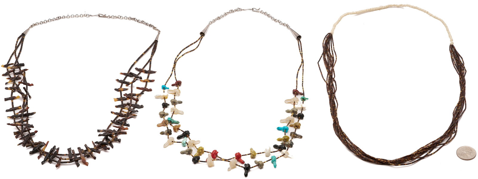 3 Native American Carved Necklaces, incl. Fetish (1 of 8)