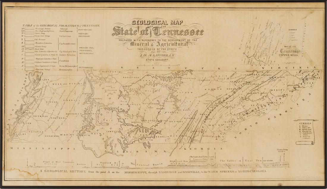 Rare Geological Map of Tennessee, c. 1856 (1 of 13)