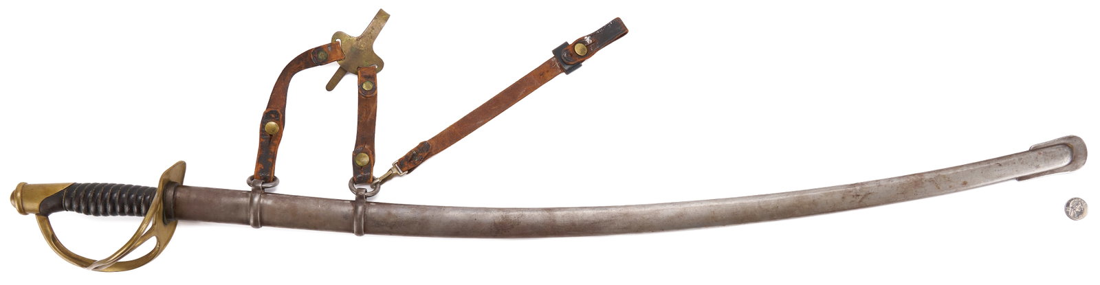 Mansfield & Lamb U.S. MDL 1860 Light Cavalry Sword w Steel Scabbard & Leather Hanger (1 of 16)