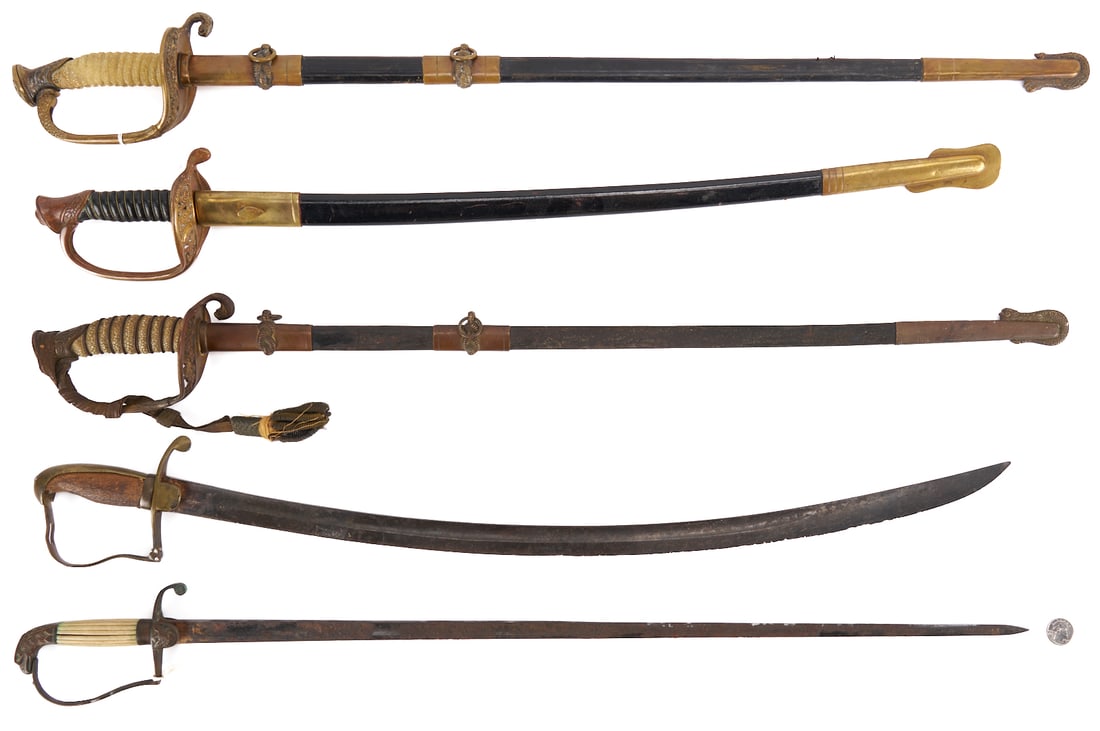 5 American Swords, incl. Eagle Head, Starr Saber, 3 Post Civil War Swords (USMC) incl. scabbards (1 of 11)