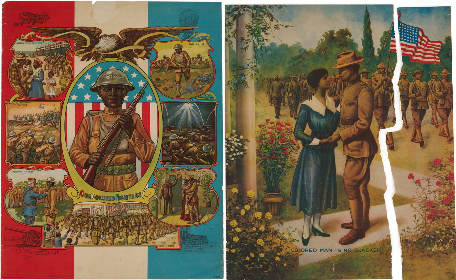 2 World War I Posters, Our Colored Fighters and No Slacker (1 of 20)