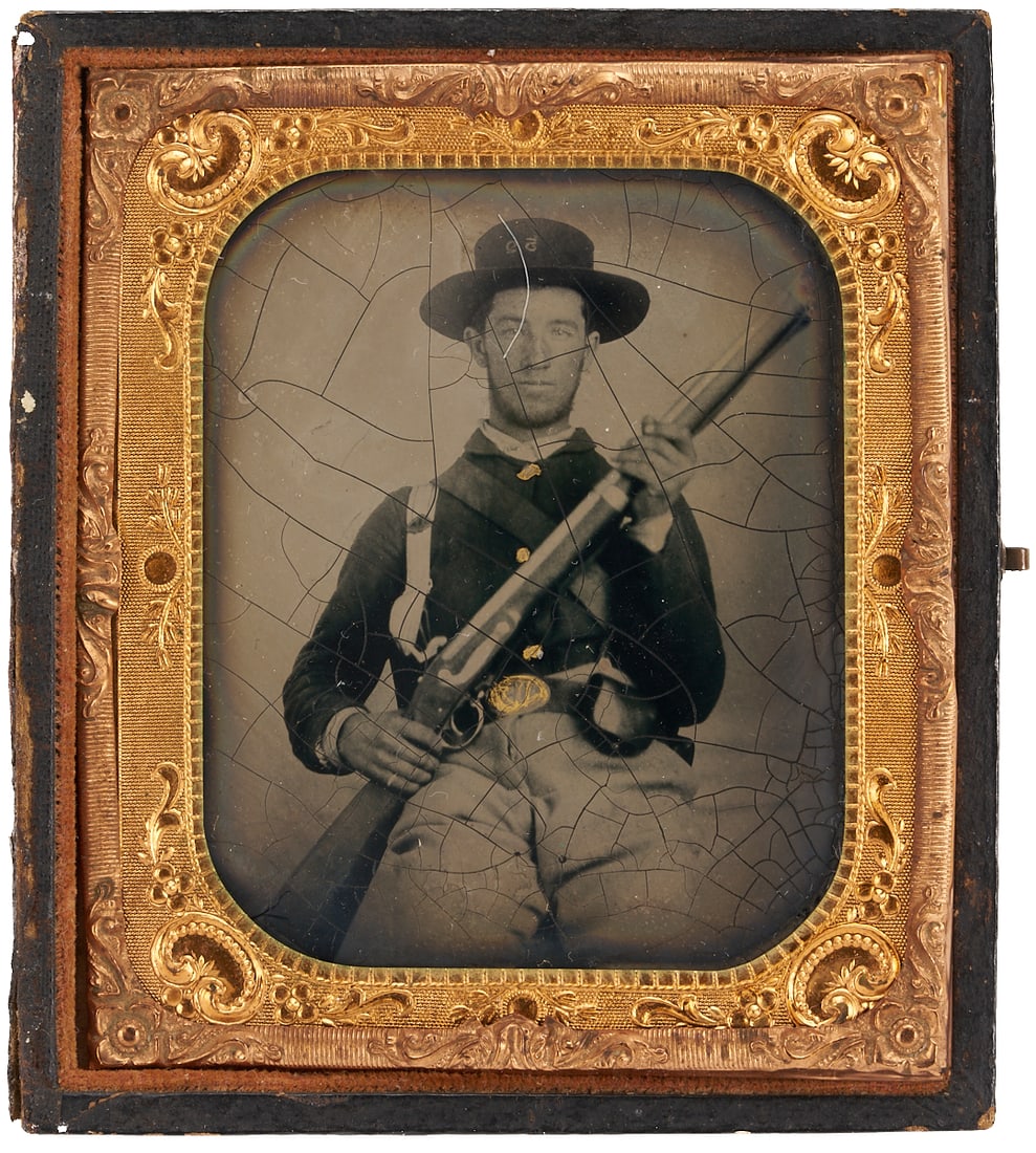 Tintype of Soldier w/ Springfield Rifle, 52nd KY (1 of 8)