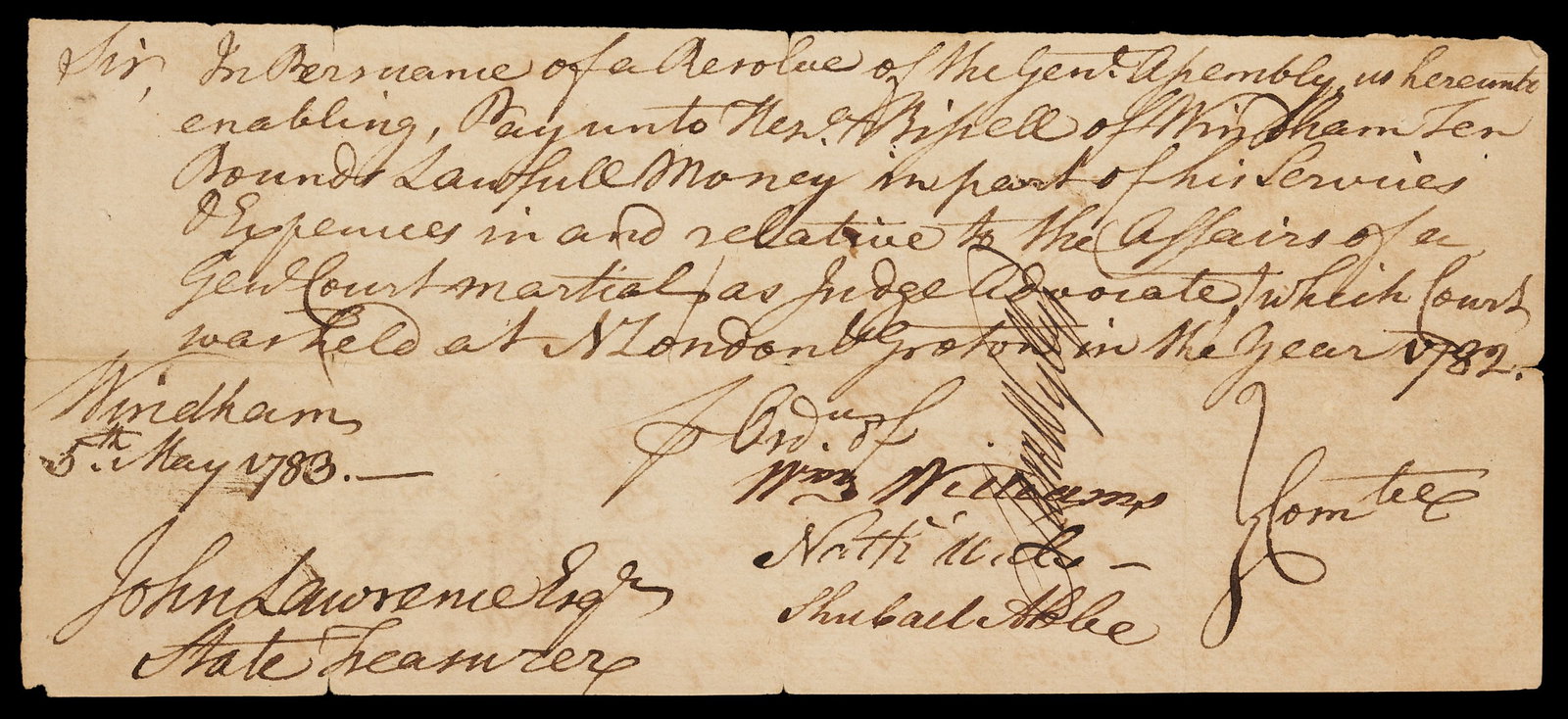 Connecticut Rev. War Archive with Autographs of Williams, Wolcott (1 of 20)