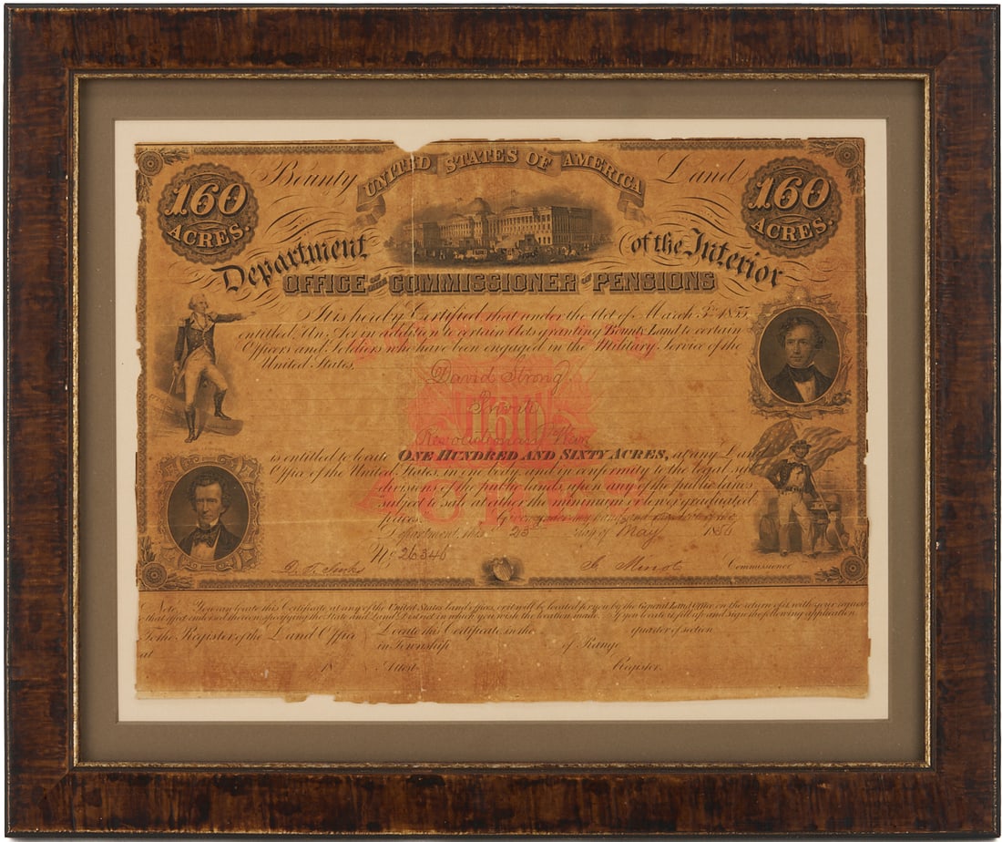 Revolutionary War Land Grant Certificate, David Strong (1 of 8)
