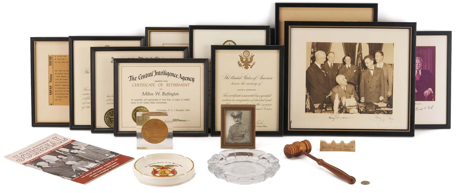 Archive of Milton Buffington, ex-CIA, incl. White House Gavel, Truman & Ford Signed Items (1 of 20)