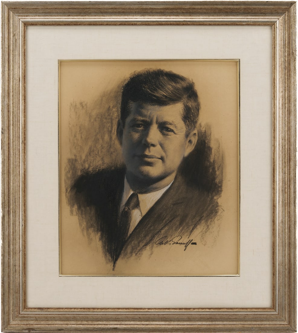 Arthur Sarnoff Charcoal Portrait of JFK (1 of 10)