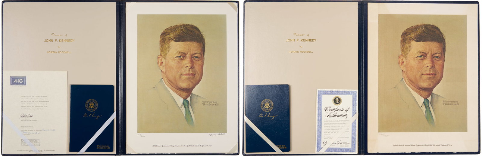 Norman Rockwell Signed John F. Kennedy Portrait, 1976, Plus Unsigned (1 of 15)