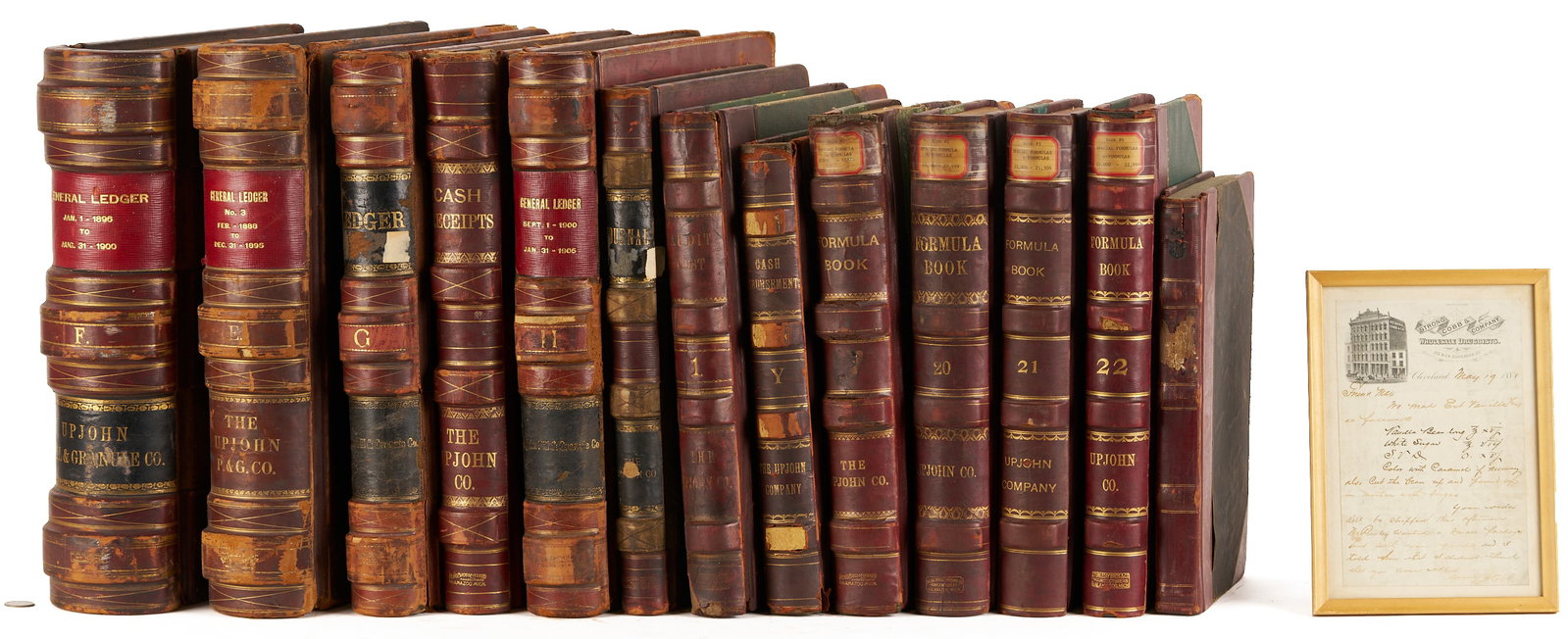 Leatherbound Records of Upjohn Company & Framed Formula (1 of 20)