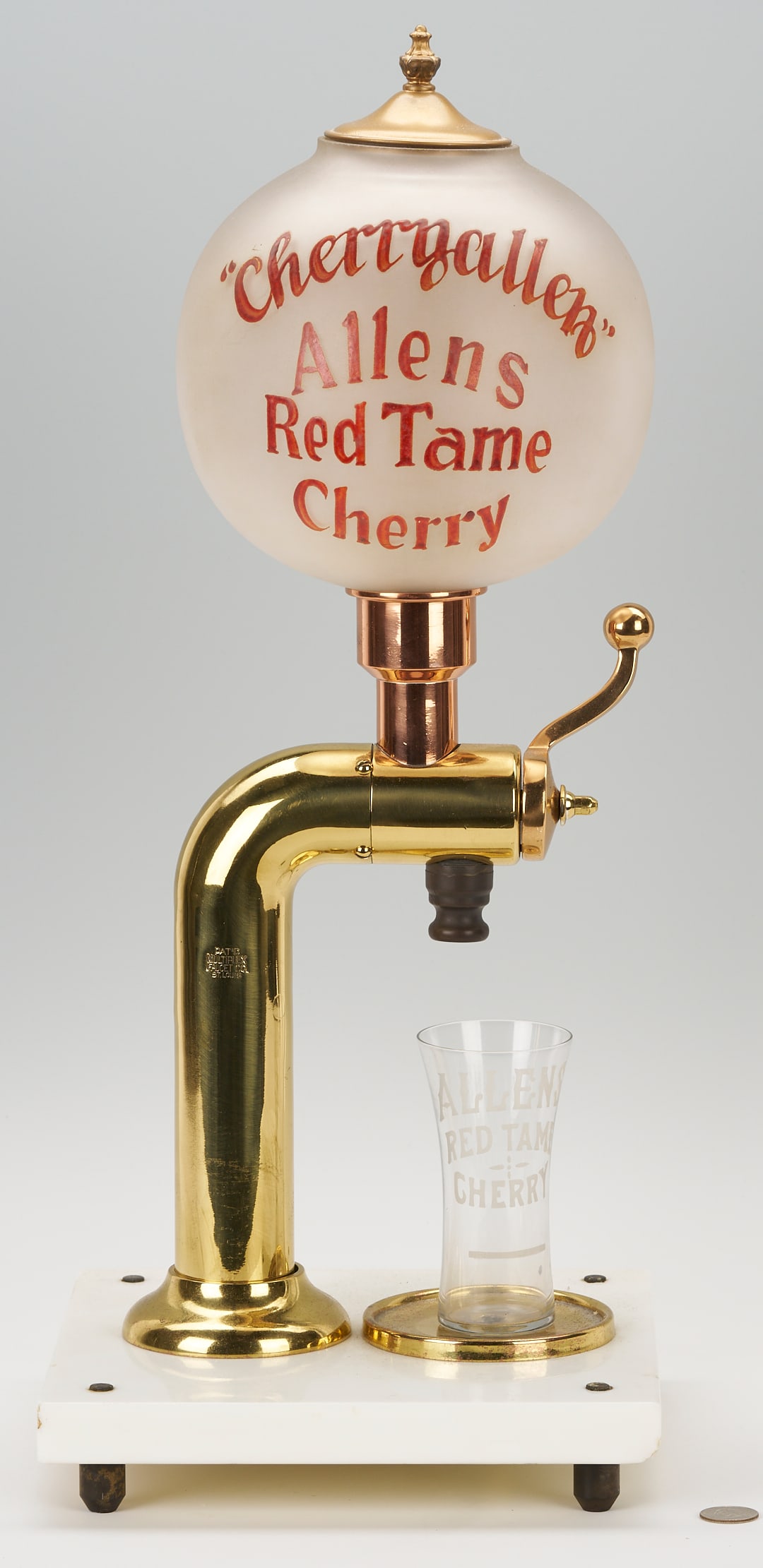 Allens Red Tame Cherry Syrup Soda Fountain Dispenser and Glass (1 of 20)