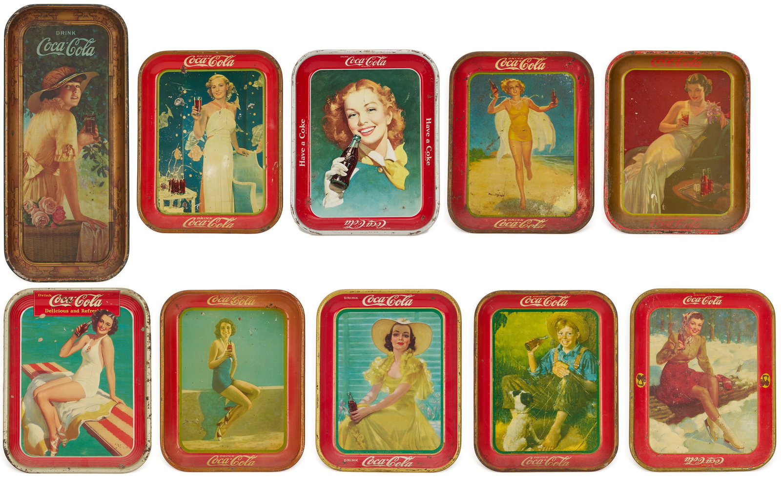 10 Coca-Cola Tin Lithograph Advertising Trays (1 of 20)