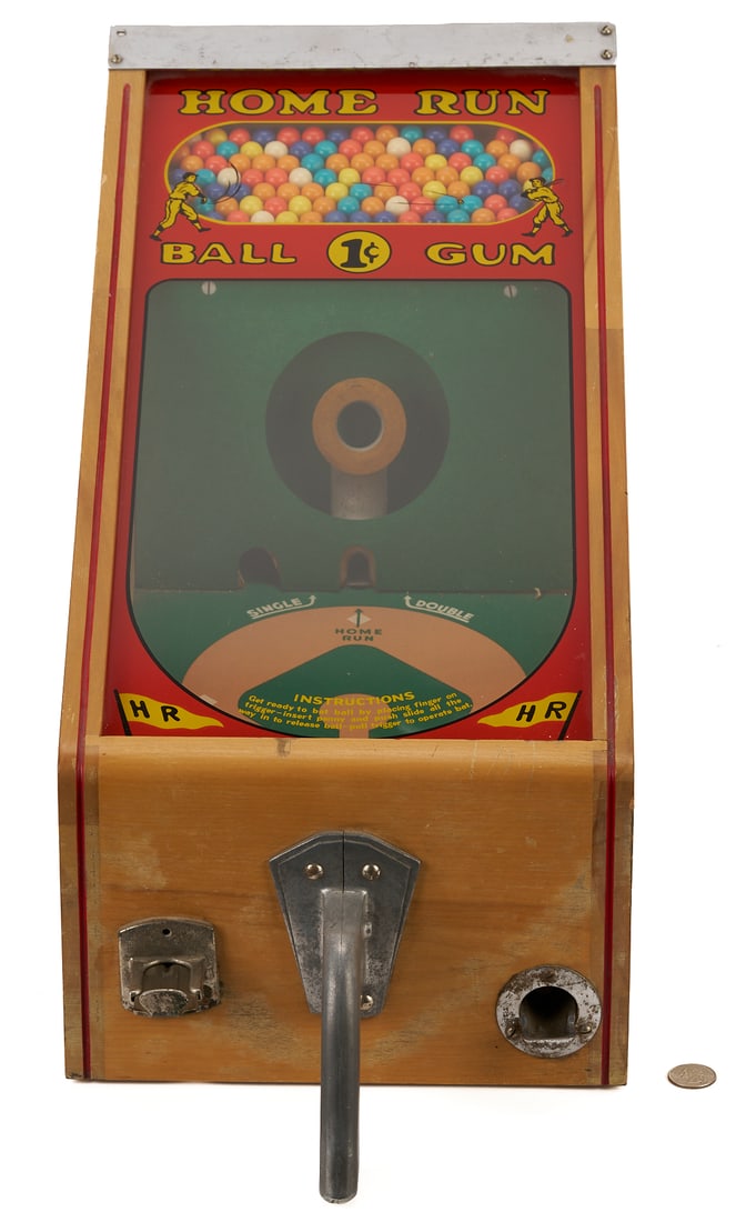 Coin Op Home Run Baseball Gumball Dispenser by Victor Vending Co., C. 1940s (1 of 13)