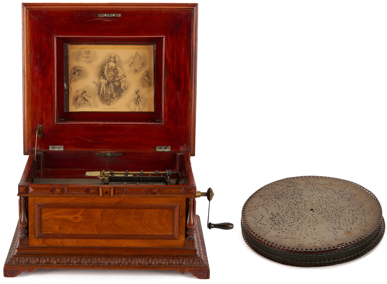 Regina Music Box Style 10, Pagoda Top, plus 26 discs and book (1 of 15)