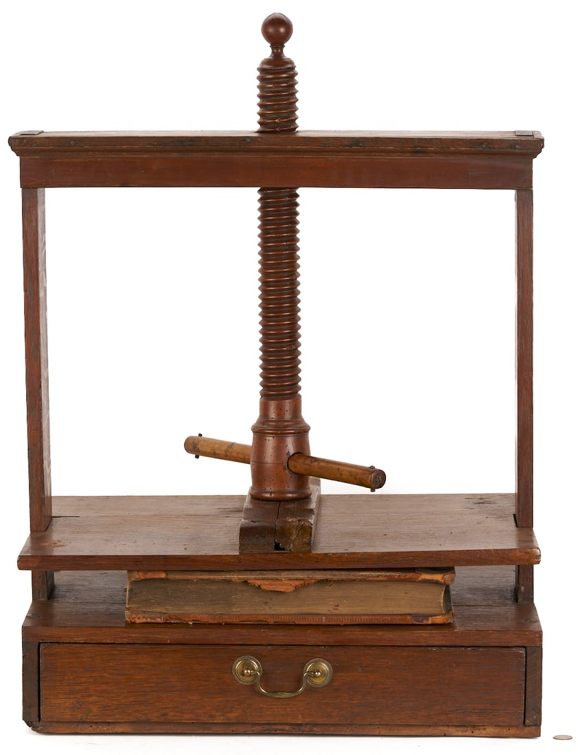 Large Mahogany Book Press w/ Leatherbound Pharmacist's Ledger (1 of 15)