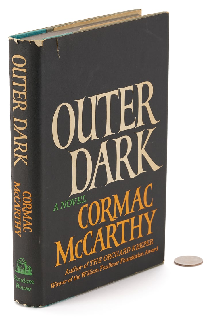 Cormac McCarthy, Outer Dark, 1st Edition, Signed: OUTER DARK, Cormac McCarthy, Random House, New York, 1968. First Edition, stated “First Printing” on copyright page; inscribed and signed on front free endpaper "For Dr & Mrs Fran