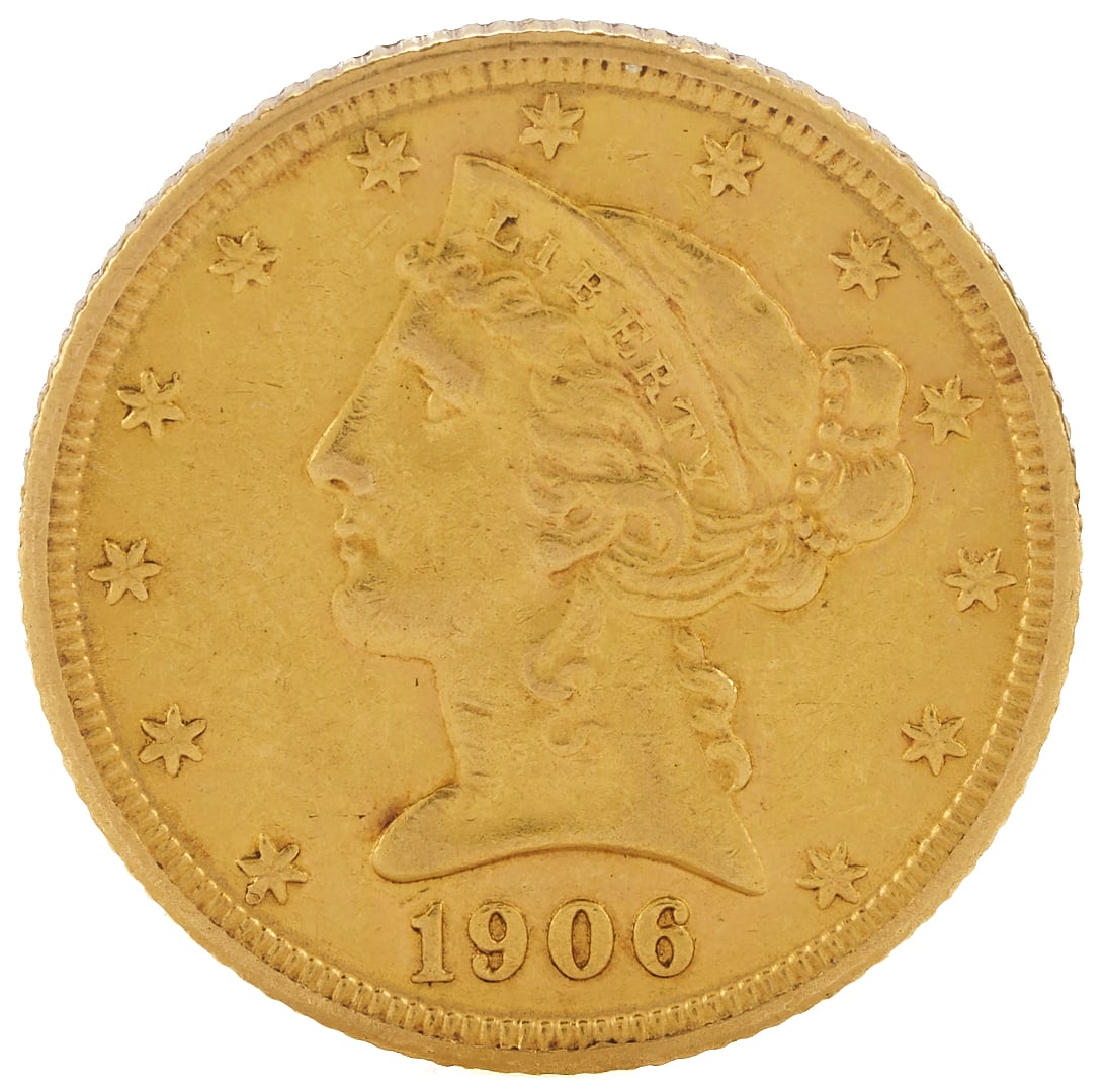1906- D US $5 Gold Liberty Head Half Eagle (1 of 3)