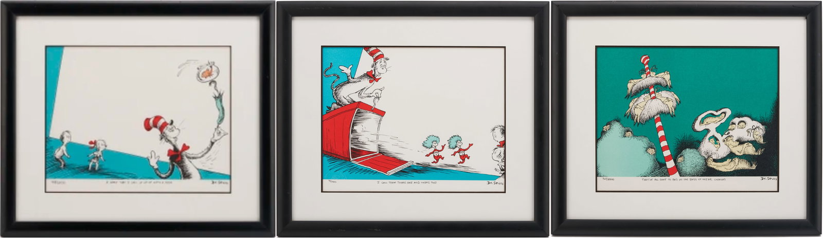 3 Theodor Geisel / Dr. Seuss Lithographs, Cat In The Hat & Sleep Book (1 of 20)