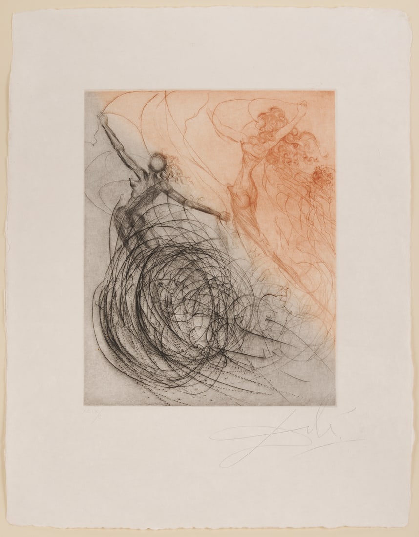 Salvador Dali Signed Etching, Women in the Waves from The Hippies (1 of 11)
