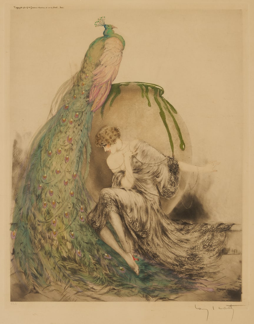 Louis Icart Signed Etching, Peacock (1 of 11)