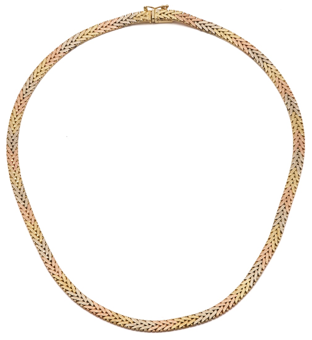 14K Tri-Color Gold Italian Serpentine Necklace (1 of 11)