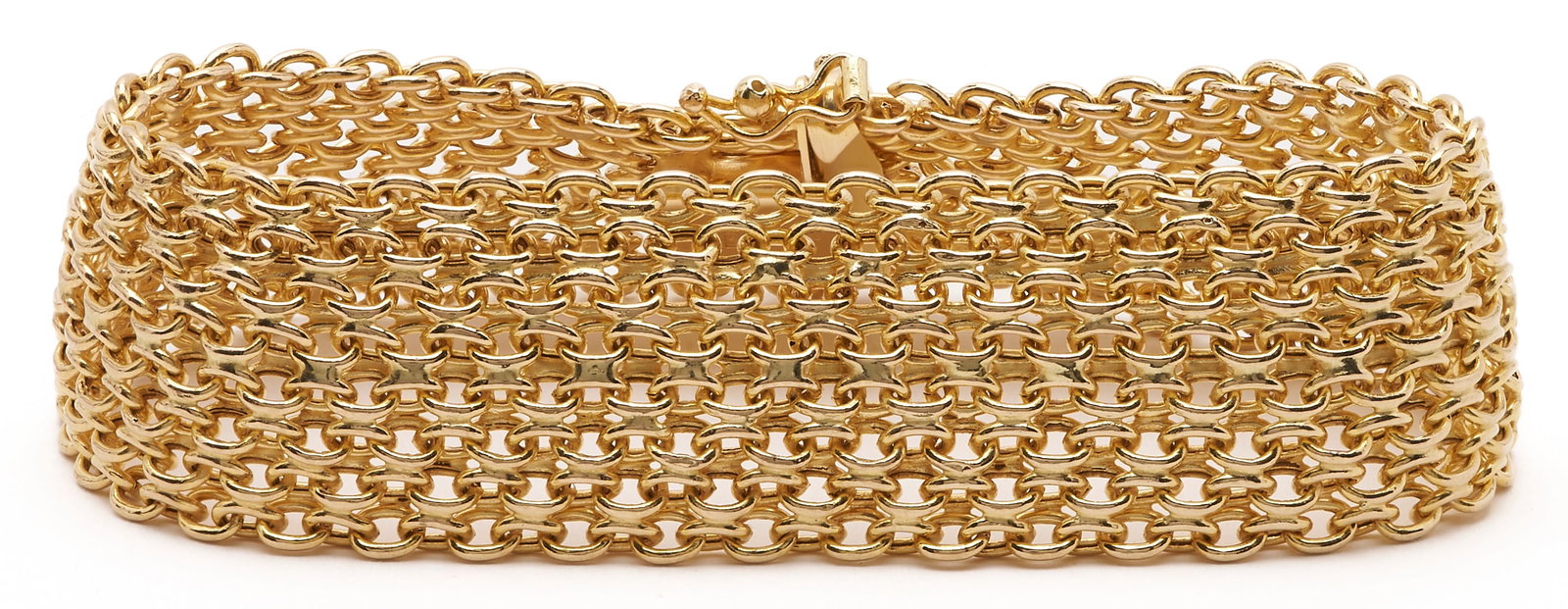 14K Italian Mesh Bracelet: Ladies vintage Italian 14K yellow gold mesh style bracelet. Marked 14K, ITALY, and CIT. The bracelet XRF tests 14K. 7 1/4 in. L. 20.82 grams. Additional high-resolution photos and a list of recom