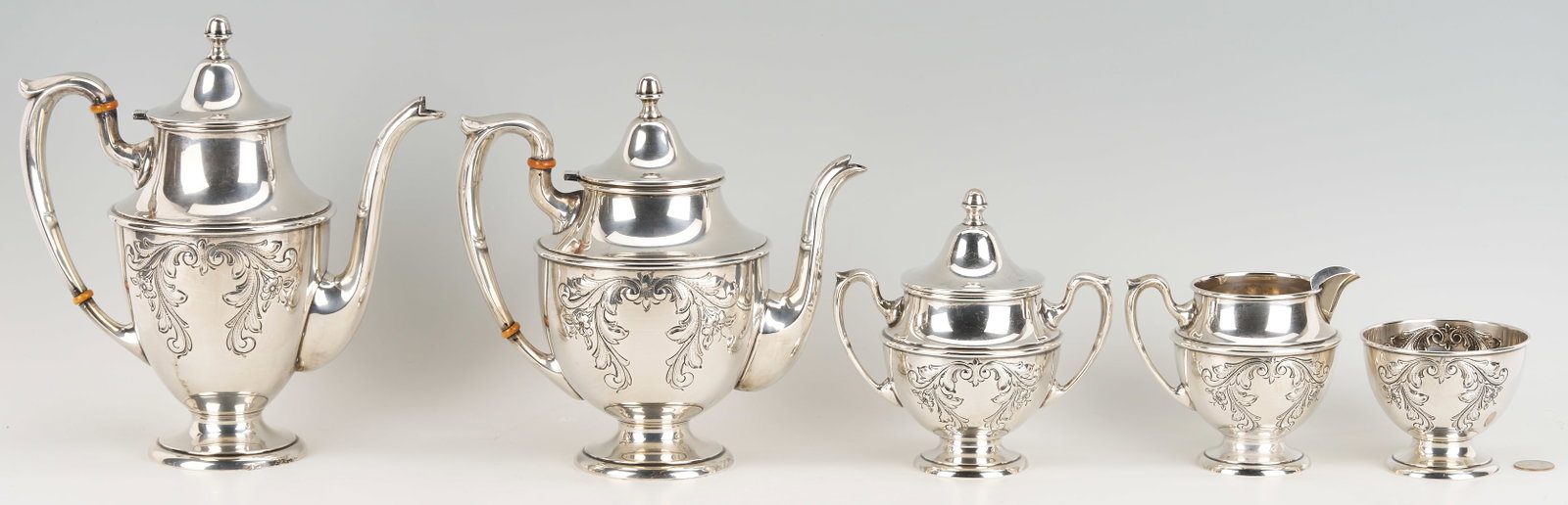 Dunkirk Hand Chased 5 pc. Sterling Silver Tea Set (1 of 19)