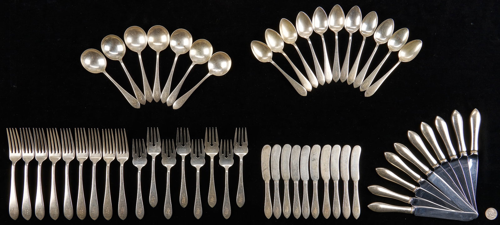 55 Pcs. Dominick & Haff Sterling Flatware, 1776 Pattern (1 of 6)