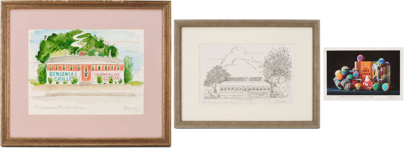 3 John Baeder Artworks: Diner Watercolor, Sketch, & Card (1 of 20)