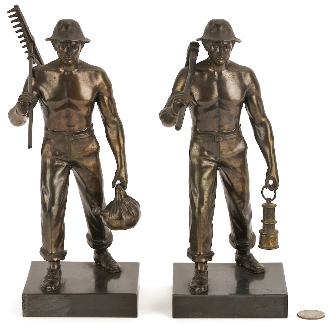 2 WPA Era Gunmetal Figures of Workers (1 of 10)