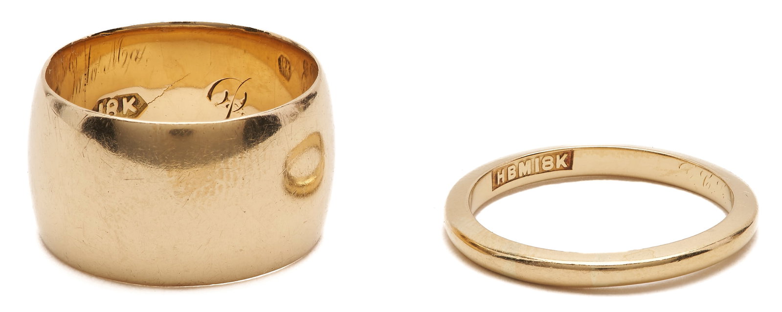 2 Yellow Gold Wedding Bands - 2