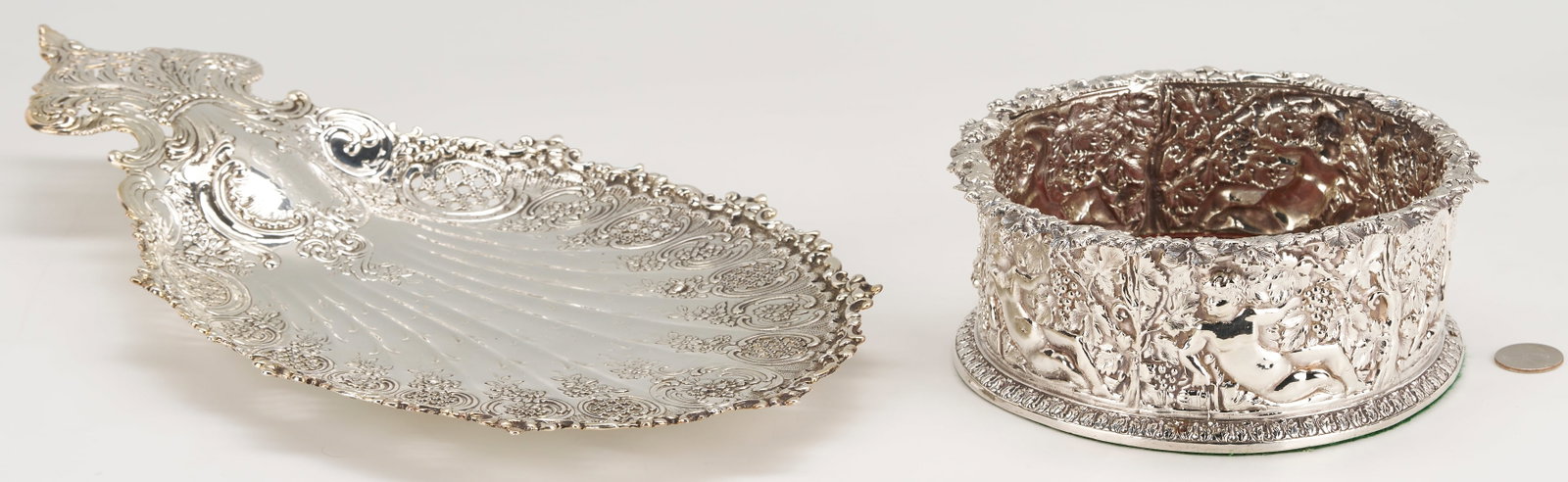 Sterling Silver Repousse Wine Coaster & Rococo Dish (1 of 14)