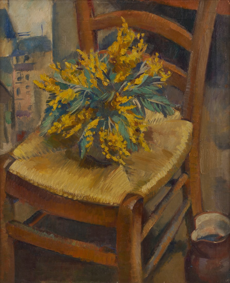 Attrib. Clarence Stagg, Still Life with Flowers on Chair (1 of 8)