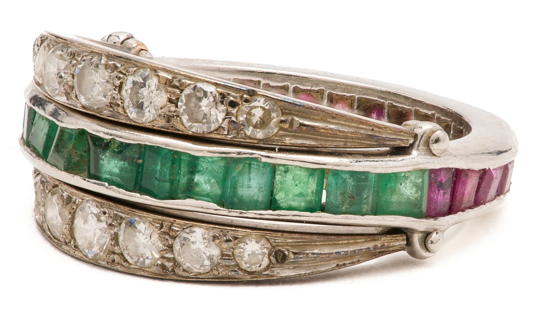 Emerald, Ruby, & Diamond Flip Ring - 3