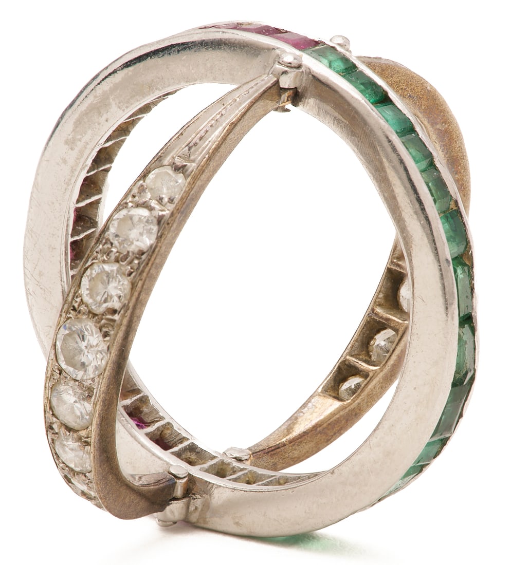 Emerald, Ruby, & Diamond Flip Ring - 4