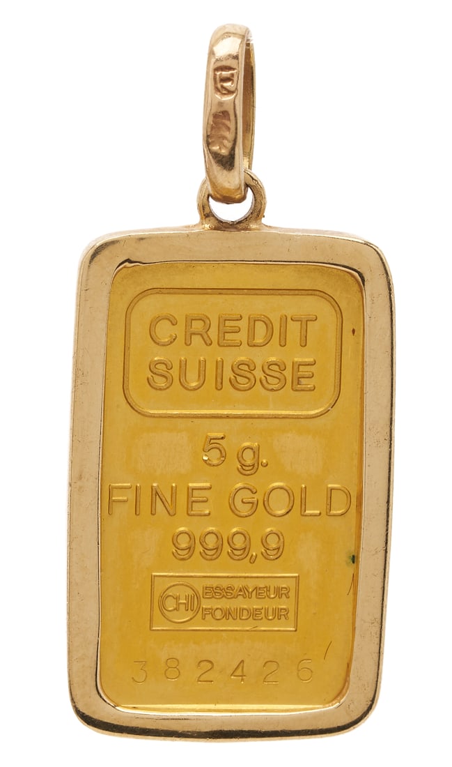 Credit Suisse 5 Gram .9999 Gold Bar Pendant (1 of 5)