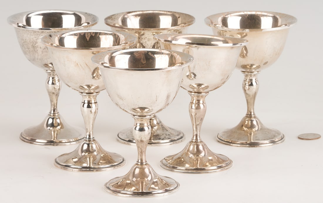 6 Sterling Silver Wine Goblets (1 of 9)