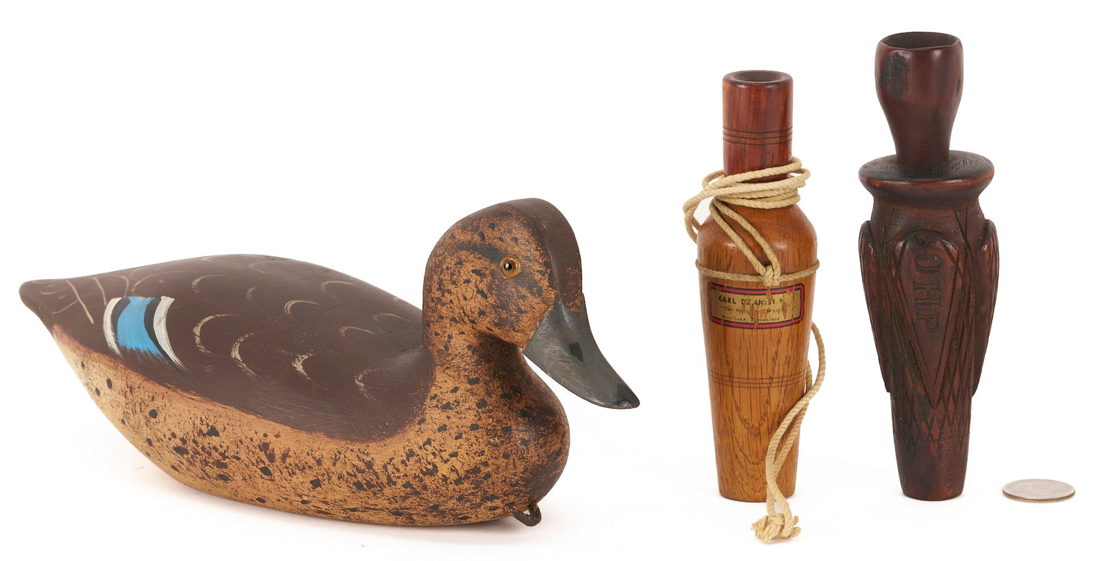 Three Duck Related Items: 2 Duck Calls & 1 Contemporary Decoy (1 of 20)