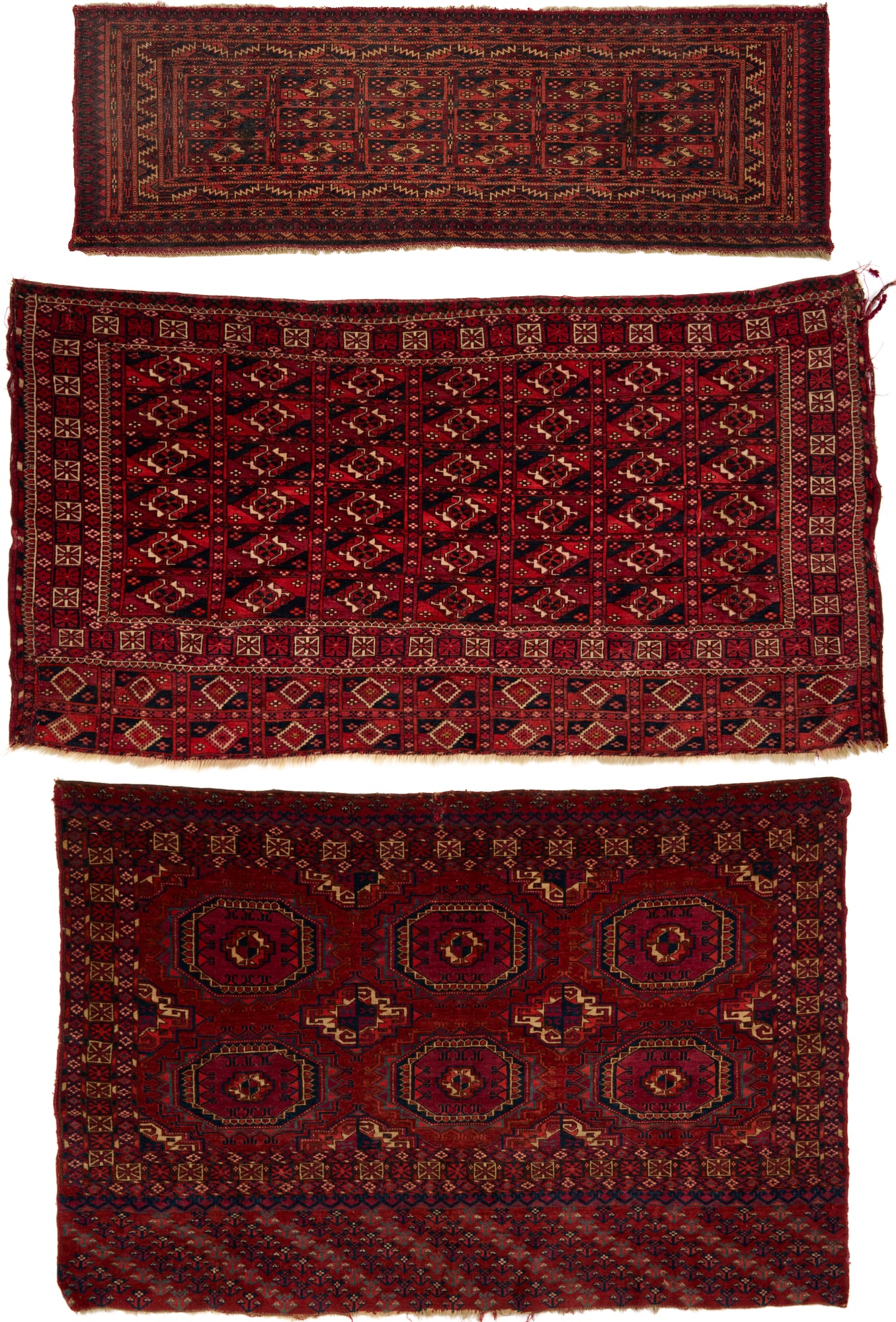 3 Antique Turman Tekke Tribal Rugs, Incl. Tekke Torbas & Chuval (1 of 20)