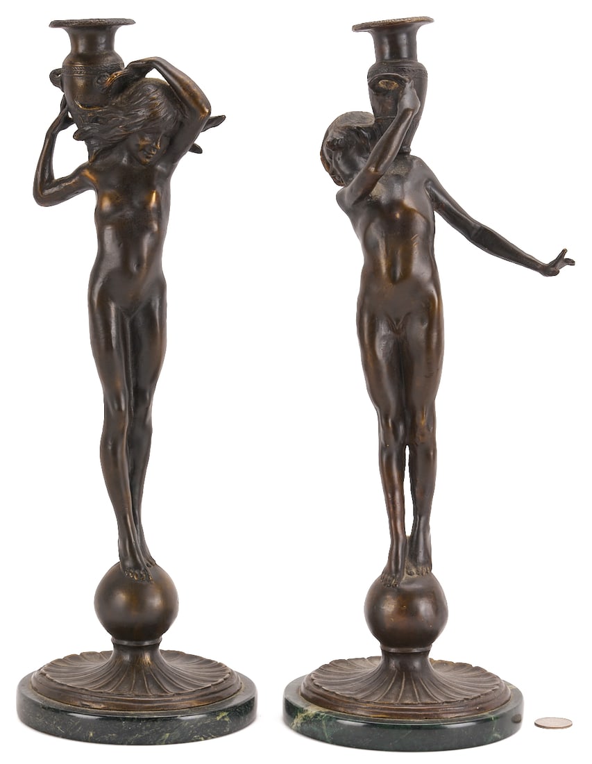 After Edward McCartan, Pr. of Bronze Figural Candlesticks (1 of 18)