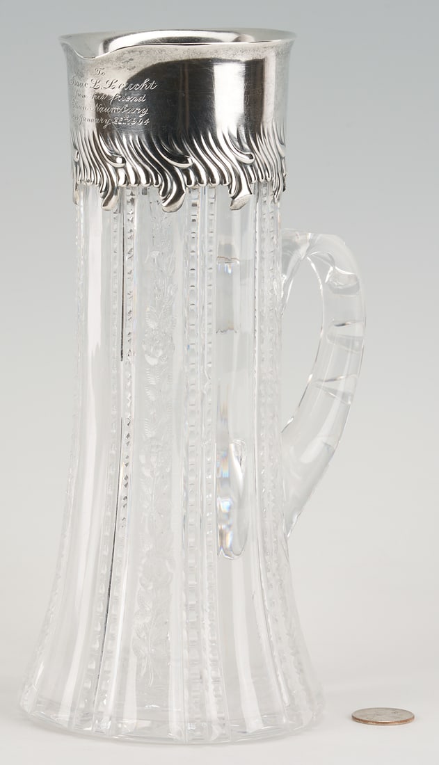 Tiffany Sterling & Crystal Pitcher, Judaica Interest (1 of 13)