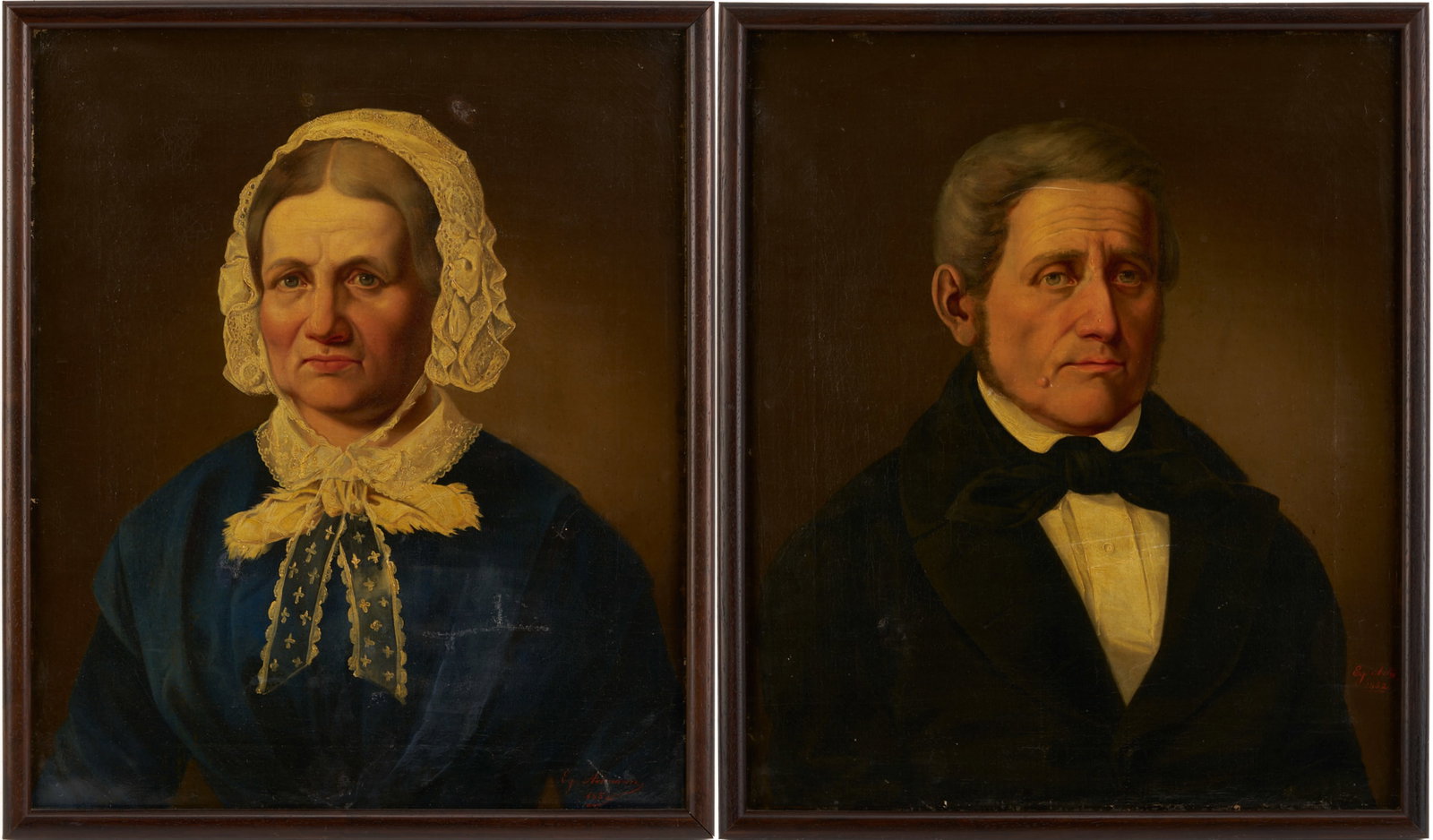 Pr. 19th Cent. O/C Pendant Portraits, signed Artmann (1 of 20)