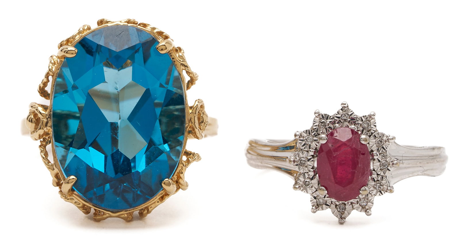 10K Gold Red Stone Ring & 14K Gold Topaz Ring (1 of 6)