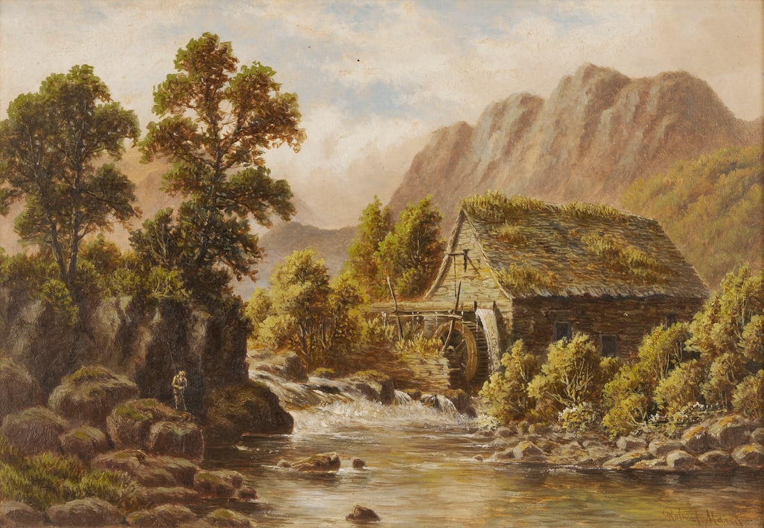 Robert Mann O/C Landscape w/ Fisherman Plus Artist's Box (1 of 18)