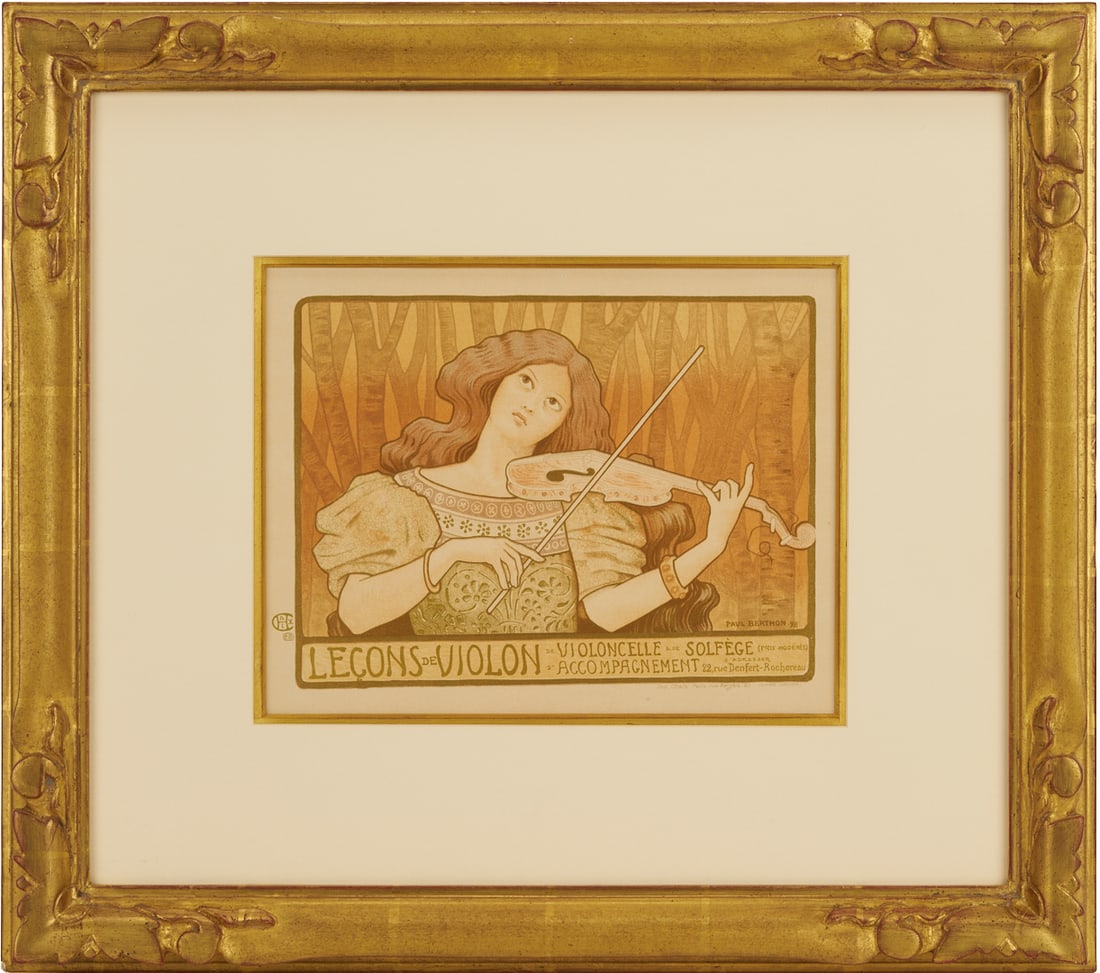 Paul Berthon Art Nouveau Lithograph, Lecons de Violon (1 of 9)