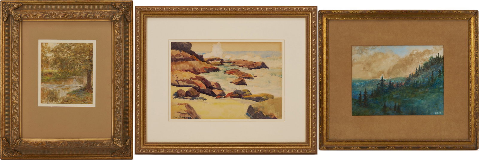 3 W/C Landscape Paintings: Paul Conner, Tom Hunn, & George Frank Dixon (1 of 20)