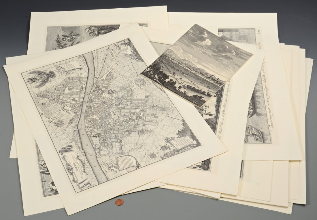 Zocchi Views of Florence: 27 views of Firenze (Florence), Italy, after Giuseppe Zocchi (Italian, 1716-1767), lithographed edition folio (100 published) after the original 18th century maps and elevations, published by Walker &