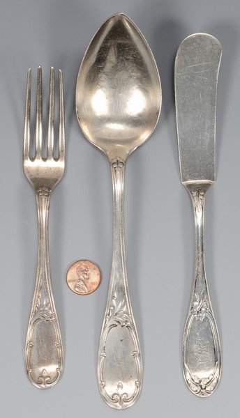 3 pcs. GA Coin Silver Flatware, A. H. Dewitt (1 of 6)